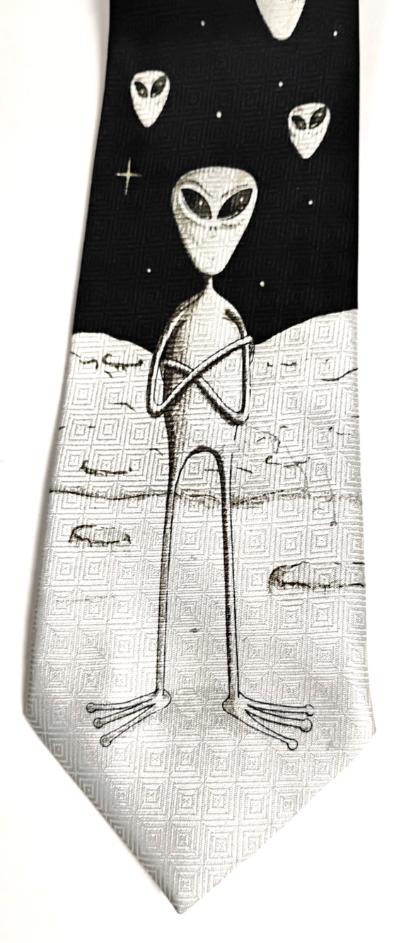 Area 51 Alien UFO Invasion Wide Neck Tie A Rogers Sci Fi Novelty